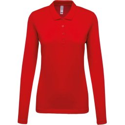 Kariban galléros hosszú ujjú Női piké póló KA257, Red-M