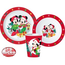 Mickey és Minnie étkészlet, micro műanyag szett 260 ml-es pohárral Nr3