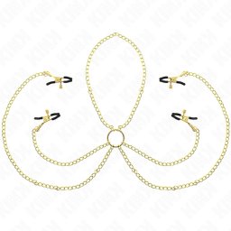 Kink négypontos, nyakláncos, mellbimbó és szeméremajak csíptető