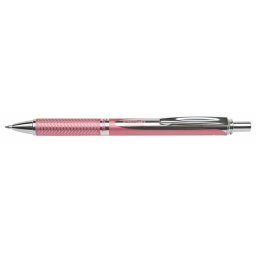 PENTEL Zseléstoll, 0,35 mm, nyomógombos, rózsaszín tolltest, PENTEL "EnerGel BL-407" fekete, ajándék kék tollbetéttel
