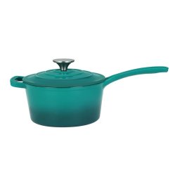 Perfect Home Öntöttvas nyeles lábas fedővel 19 cm 1,9L zománcozott türkiz 16641