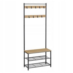 Fém előszoba fal INDUSTRY 175 cm, fekete/dub sonoma