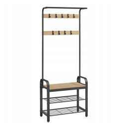 Fém előszobafal PURE 183 cm, fekete/dub sonoma