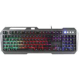 SPEEDLINK Billentyűzet, vezetékes, gaming, fém, USB, HUN, SPEEDLINK "LUNERA RGB Rainbow", fekete