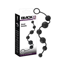 Black Velvets - 7 gyöngyös anal beads kihúzó gyűrűvel (fekete)