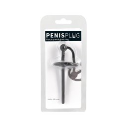 Penisplug - szilikon makkgyűrű üreges dilátorrall (fekete)