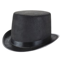 Kalap, textil, fekete cilinder, felnőtt méret