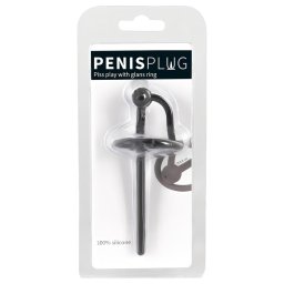 You2Toys - Penisplug - szilikon makkgyűrű üreges dilátorrall (fekete)