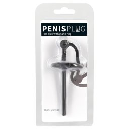 You2Toys - Penisplug - szilikon makkgyűrű üreges dilátorrall (fekete)