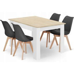 Étkező garnitúra 1 + 4, MADO asztal 120x80 fehér + BALI MARK szék fekete