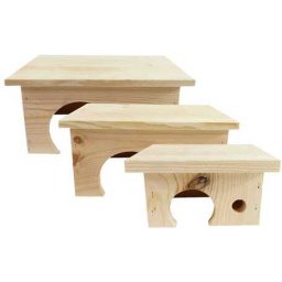 Rágcsáló faház nagy ajtóval és kis kerek ablakkal (330 x 230 x 160 mm | Nagyobb termetű rágcsálók [pl. tengerimalac, törpenyúl] számára)