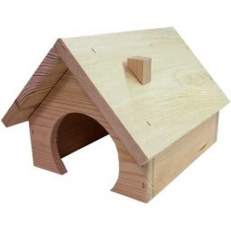 Klasszikus rágcsáló faház kéménnyel (240 x 210 x 165 mm | Közepes termetű rágcsálók, pl. tengerimalac, csincsilla számára)