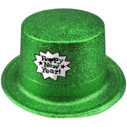 Cilinder glitteres, Happy New Year, zöld