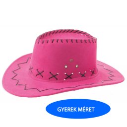 Cowboy, velúr kalap, rózsaszín, gyerek méretű