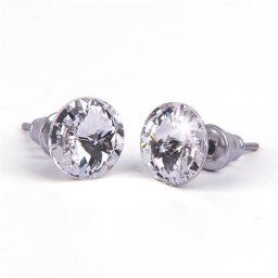 ART CRYSTELLA Fülbevaló, fehér SWAROVSKI(R) kristállyal, csúcsos, 8mm, ART CRYSTELLA(R)