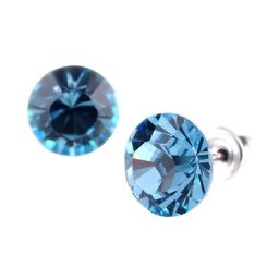 ART CRYSTELLA Fülbevaló, aquakék SWAROVSKI(R) kristállyal, 8 mm, ART CRYSTELLA(R)