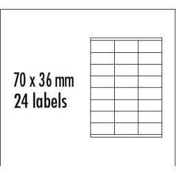 Logós címkék 70mm x 36mm, A4, matt, piros, 24 címke, 10 db-os csomagolásban, tintasugaras és lézernyomtatókhoz.
