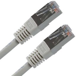 LAN kábel FTP patchkábel, Cat.5e, RJ45 csatlakozó - RJ45 csatlakozó, 0,5 m, árnyékolt, szürke, gazdaságos
