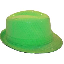 Flitteres kalap, neon világos zöld