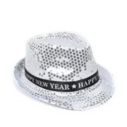 Happy New Year szövetkalap, villogós, ezüst