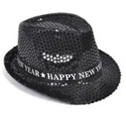 Happy New Year szövetkalap, villogós,fekete