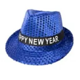 Happy New Year szövetkalap. villogós, kék