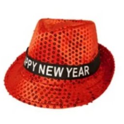 Happy New Year szövetkalap, villogós, piros