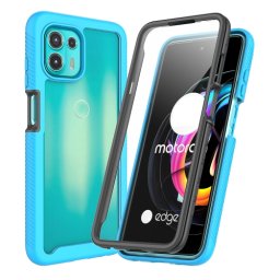 DUAL Kétoldalas burkolat Motorola Edge 20 Lite világoskék fóliával