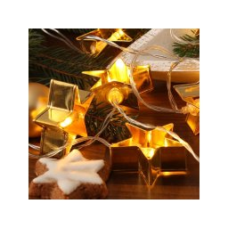 LED fényfüzér ARANY CSILLAGOK 140 cm réz