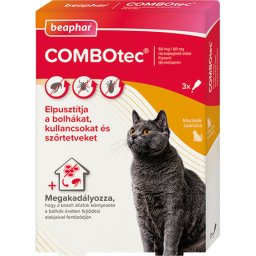 Beaphar COMBOtec Cat spot on macskáknak (3 pipetta / doboz | 3 x 50 mg Fipronil + 3 x 60 mg (S)-metoprén)