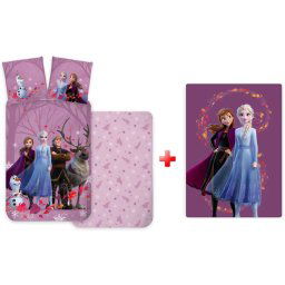 Disney Jégvarázs Purple Wind gyerek, ovis ágyneműhuzat és polár takaró szett
