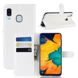 LITCHI Wallet tok Samsung Galaxy A20 / A30 fehér