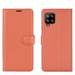 LITCHI Wallet tok Samsung Galaxy A42 5G barna