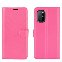 LITCHI Wallet huzat OnePlus 8T rózsaszín