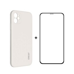ENKAY borító + 3D üveg Apple iPhone 12 mini bézs