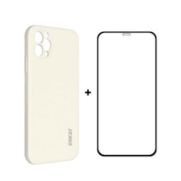 ENKAY borító + 3D üveg Apple iPhone 12 Pro Max bézs