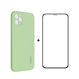 ENKAY tok + 3D üveg Apple iPhone 12 Pro Max világoszöld