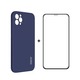 ENKAY Cover + 3D üveg Apple iPhone 12 Pro Max sötétkék