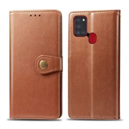 LEATHER BUCKLE Wallet fedél Samsung Galaxy A21s barna
