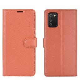 LITCHI Wallet fedél Samsung Galaxy A02s barna