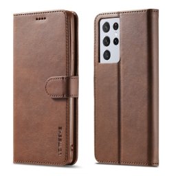 IMEEKE Wallet tok Samsung Galaxy S21 Ultra 5G sötétbarna