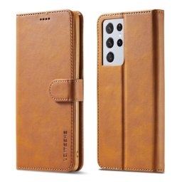 IMEEKE Wallet tok Samsung Galaxy S21 Ultra 5G világosbarna