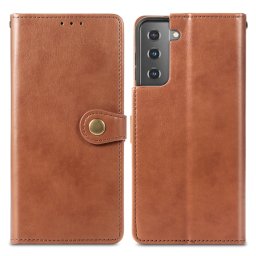 LEATHER BUCKLE Pénztárcahuzat Samsung Galaxy S21 Plus 5G barna
