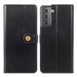 LEATHER BUCKLE Pénztárcahuzat Samsung Galaxy S21 Plus 5G fekete