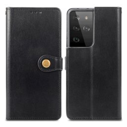 LEATHER BUCKLE Pénztárcahuzat Samsung Galaxy S21 Ultra 5G fekete