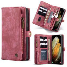 WALLET Védőtok 2 az 1-ben pénztárcával Samsung Galaxy S21 Plus 5G piros