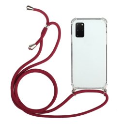 ROPE Átlátszó borítás húzózsinórral Samsung Galaxy S20 piros