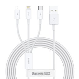 BASEUS SUPERIOR 3 az 1-ben adatkábel ( USB Type-C / Lightning / micro USB ) fehér