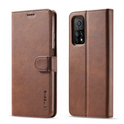 IMEEKE Wallet fedél Xiaomi Redmi Note 10 5G / Poco M3 Pro sötétbarna