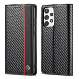 IMEEKE CARBON pénztárcahuzat Samsung Galaxy A52 / A52 5G / A52s fekete